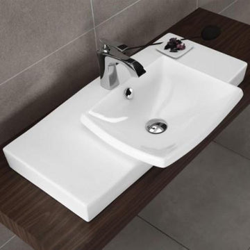 B Backline Ceramic Table Top & Wall Hung Wash Basin 77 X 44 X 17 Cm