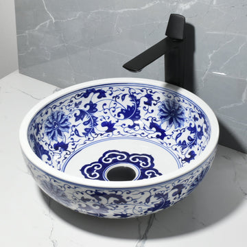B Backline Ceramic Table Top Wash Basin 40x40 cm Moroccan Design