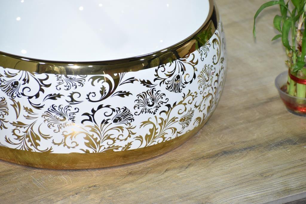 Table Top Wash Basin Bathroom in Gold Color 40 x 40 CM - Bath Outlet