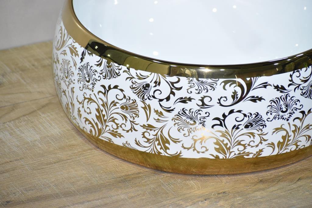 Table Top Wash Basin Bathroom in Gold Color 40 x 40 CM - Bath Outlet