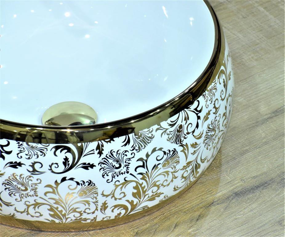 Table Top Wash Basin Bathroom in Gold Color 40 x 40 CM - Bath Outlet