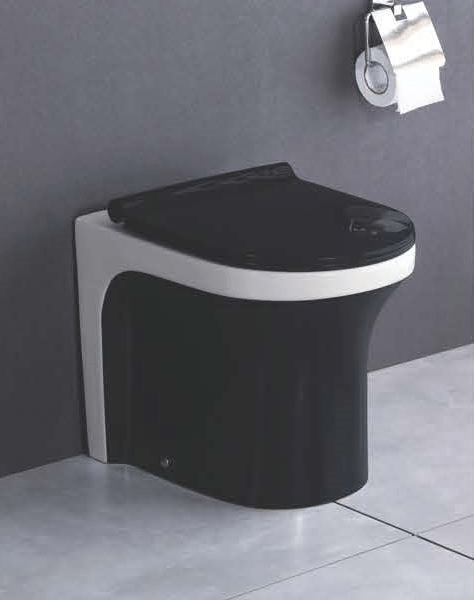 Ceramic Floor Mounted Water Closet Western Toilet European Commode With Soft Close Seat Cover S Trap Black White Color - Bath Outlet