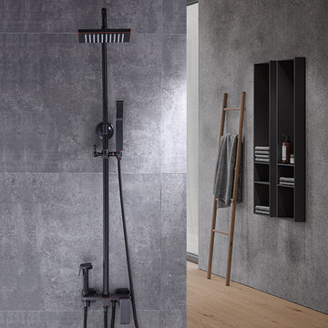 B Backline Luxury Shower Panel With Set Rainfall Shower For Bathrooms (Black)