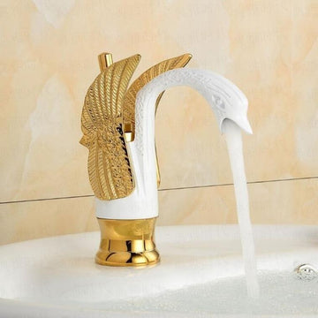 B Backline Brass Wash Basin Hot & Cold Basin Mixer Tap White Gold Color