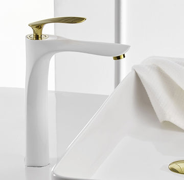 B Backline Brass Wash Basin Hot & Cold Basin Mixer Tap White Color