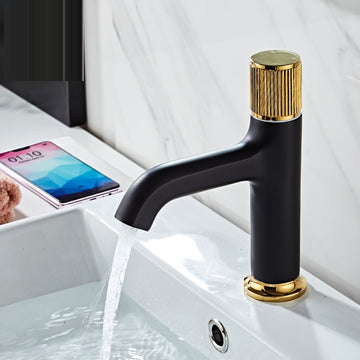 B Backline Brass Wash Basin Hot & Cold Basin Mixer Basin Tap Black Gold Color