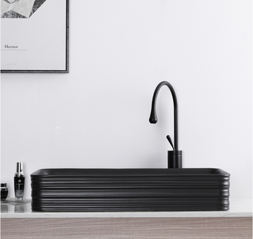 B Backline Ceramic Table Top Wash Basin 65x38 cm Black Matt