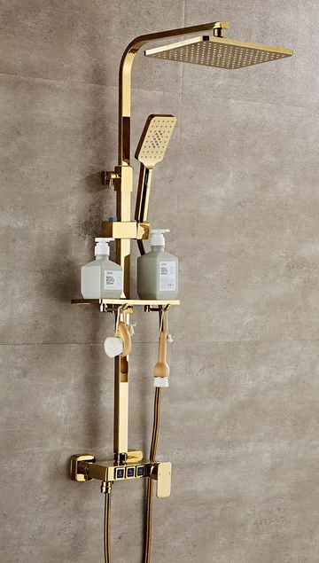 B Backline Luxury Shower Panel / Shower Set Rainfall Shower For Bathrooms (Gold)