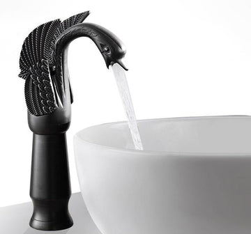 B Backline Brass Wash Basin Hot & Cold Tall Basin Mixer Tap Black Color