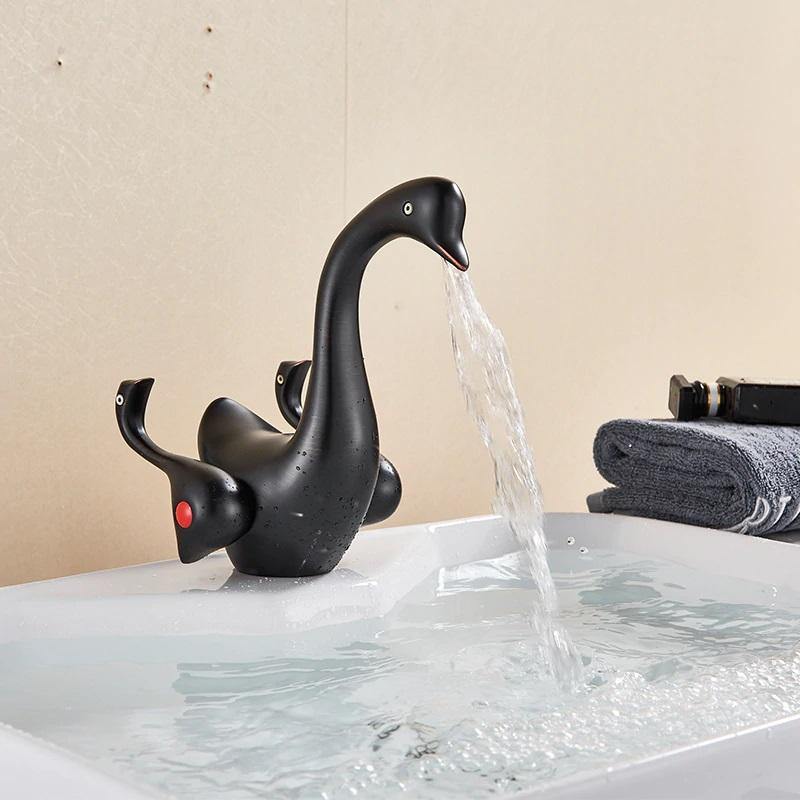 Buy Brass Wash Basin Hot & Cold Basin Mixer Tap Black Color Matt at Bathoutlet.in