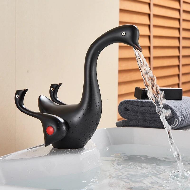 Buy Brass Wash Basin Hot & Cold Basin Mixer Tap Black Color Matt at Bathoutlet.in