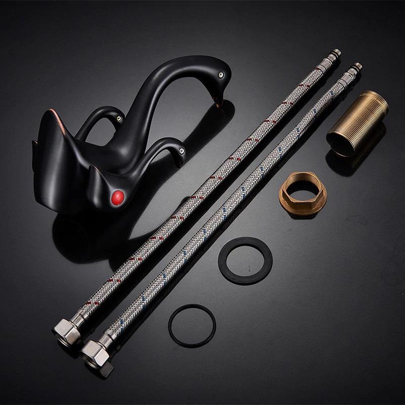 Buy Brass Wash Basin Hot & Cold Basin Mixer Tap Black Color Matt at Bathoutlet.in