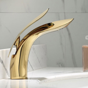B Backline Brass Wash Basin Tap / Faucet Hot & Cold Basin Mixer Tap Gold Color