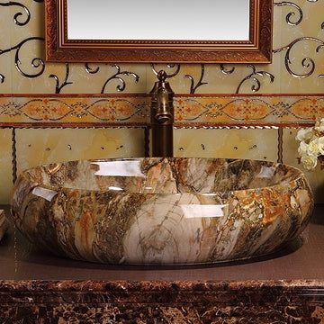 B Backline Ceramic Table Top, Counter Top Wash Basin 24 X 16 X 5.5 Inches