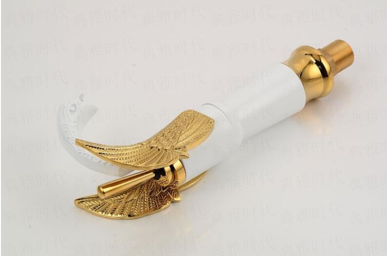 Buy Brass Wash Basin Hot & Cold Basin Mixer Swan Tap Gold Color at Bathoutlet.in