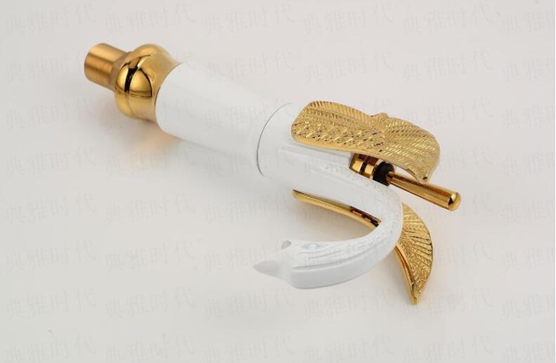 Buy Brass Wash Basin Hot & Cold Basin Mixer Swan Tap Gold Color at Bathoutlet.in