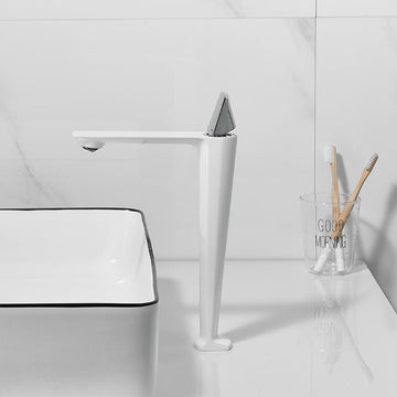 B Backline Brass Bathroom Single Lever Basin Mixer Tap Brass Basin High Neck Long Body Sink Faucet White Silver
