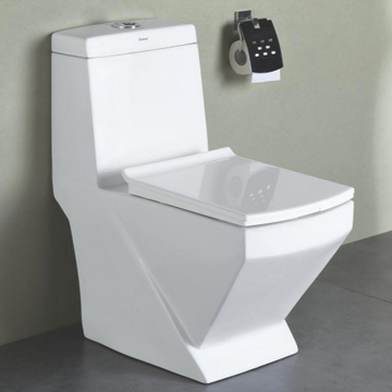 B Backline Ceramic Floor Mounted One-Piece Toilet Western Commode White Color