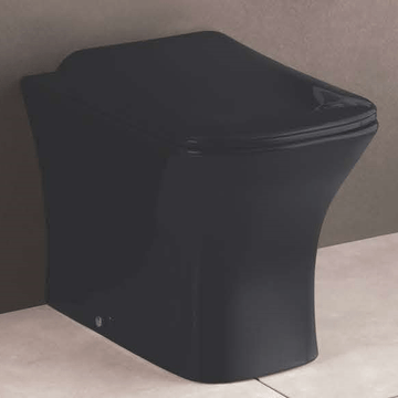Ceramic Floor Mounted Water Closet Western Toilet European Commode With Soft Close Seat Cover S Trap Black Color - Bath Outlet