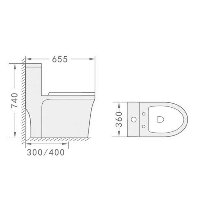 Ceramic One Piece Floor Mounted European Water Closet/Commode With Syphonic Tornado Flushing For Bathroom 9 Inch S-Trap - Bath Outlet
