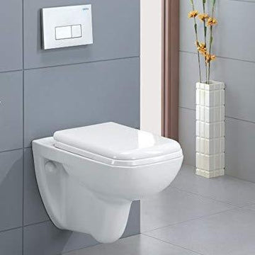 Ceramic Wall Hung / Wall Mount Commode/Water Closet With Soft Close Seat Cover For Bathroom - Bath Outlet