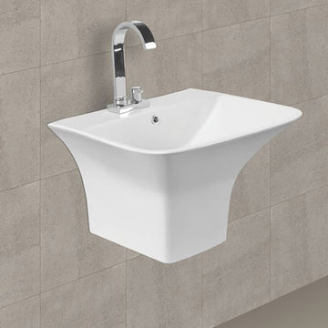 B Backline Ceramic Wall Hung / Wall Hung Wash Basin 19 X 17 X 13 Inches White