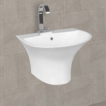 B Backline Ceramic Wall Hung / Wall Hung Wash Basin 19 X 17 X 13 Inches White