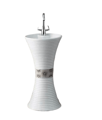 Ceramic One Piece Pedestal Wash Basin Free Standing 16 Inch Round - Bath Outlet