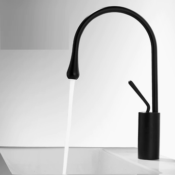 Luxurious Brushed Gold and Matte Black Bathroom Basin Faucet Brass Deck Mounted White Mixer Taps Short Hot and Cold Mixer Tap (Black Matt) - Bath Outlet