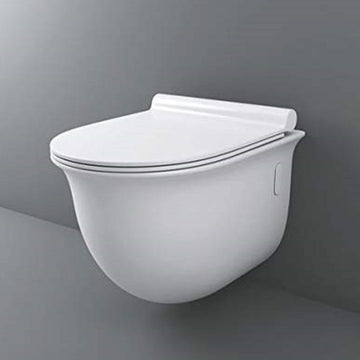 Ceramic Wall Hung / Wall Mount Rimless / Rimfree Commode With Soft Close Seat Cover - Bath Outlet