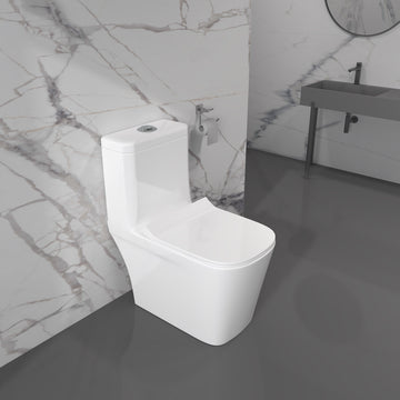 B Backline Ceramic Floor Mounted One-Piece Toilet Syphonic Western Commode White Color