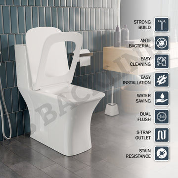 B Backline Ceramic One-Piece Washdown Toilet Western Commode in White Color