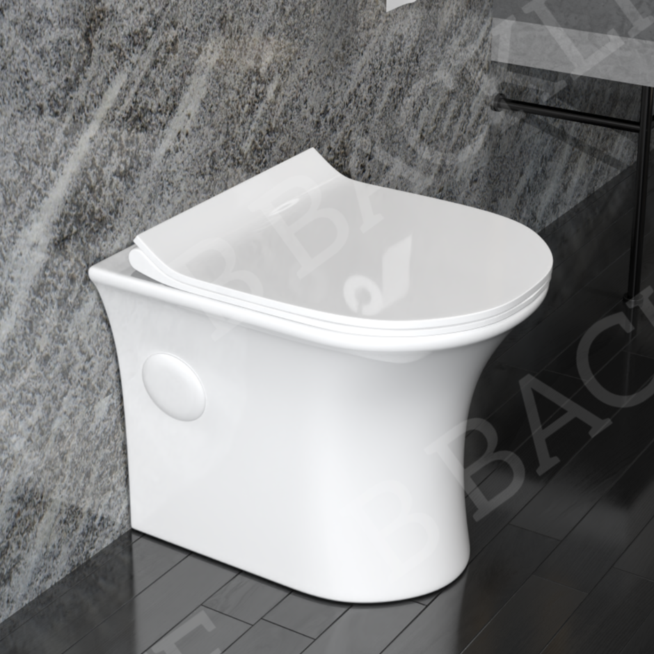 B Backline Ceramic Floor Mounted Western Toilet Syphonic Commode S - trap Outlet Is From Floor 20 X 14 X 16 inch white