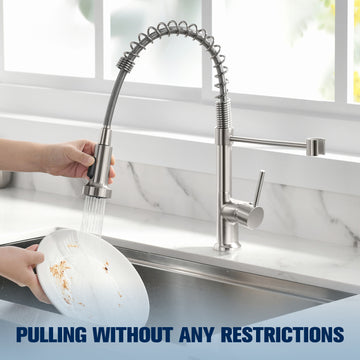 Brass Sink Tap for Kitchen Dual Flow, Hot & Cold Mixer Faucet 360° Rotatable Pull Out Faucet Chrome Finish