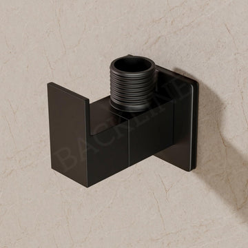 B Backline Brass Angle Valve Stop Cock with Wall Flange Black