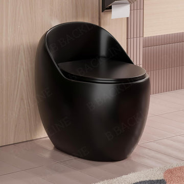 B Backline Ceramic One-Piece Western Toilet Commode With Tank S Trap Commode Syphonic Flushing System Black Matt Finish