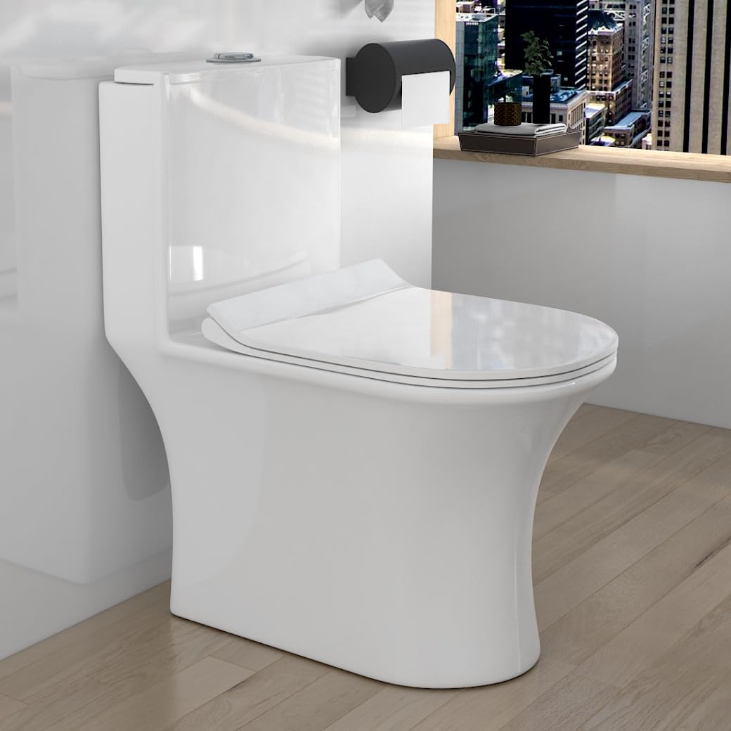 B Backline Ceramic One-Piece Western Toilet Commode S-Trap Outlet Is From Floor 9 Inches Distance Toilet White Color