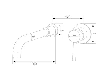 B Backline Brass Wall-Mount Basin Mixer Tap – Single Lever Hot & Cold Bathroom Faucet (Brushed Nickel)