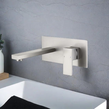 B Backline Wall-Mount Basin Faucet | Hot & Cold Brass Mixer Tap for Bathroom & Livingroom - Brushed Nickel