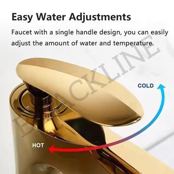 B Backline Brass Wash Basin Hot & Cold Basin Mixer Tap (Gold)