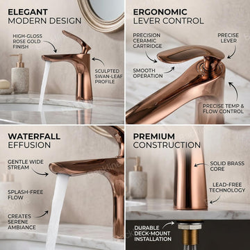 B Backline Brass Wash Basin Hot & Cold Basin Mixer Basin Tap Rose Gold Color