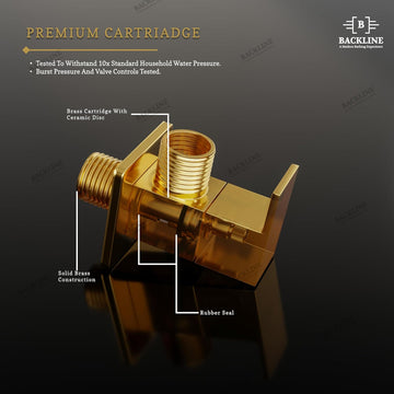 B Backline Brass Angle Valve Stop Cock with Wall Flange Gold