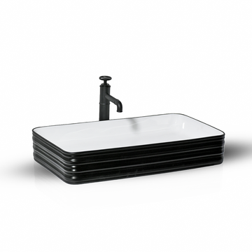 B Backline Ceramic Table Top, Counter Top Wash Basin Black Matt 26 X 15 X 5 Inch