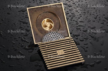 B Backline Bathroom Floor Water Drain Grating with Anti-Foul Cockroach Trap Antique Finish