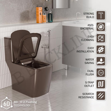 B Backline Ceramic Western Toilet One-Piece Commode Brown Color S-Trap