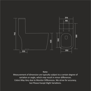 B Backline Ceramic Western One-Piece Toilet Black Commode S-Trap Glossy Finish