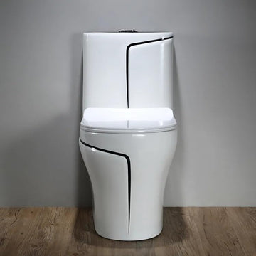 B Backline Ceramic Floor Mounted One Piece Water Closet Commode Western Toilet Syphonic Flushing Bathrooms S Trap Outlet Is From Floor , 12 Inches From Wall To Trap