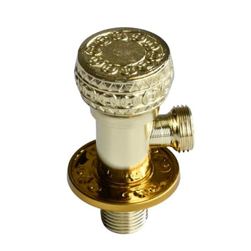 B Backline Brass Angle Valve with Wall Flange for Bathroom/Kitchen Angle Stop Valve Kitchen Jet Spray for Hot & Old Water Flow (Gold Glossy)