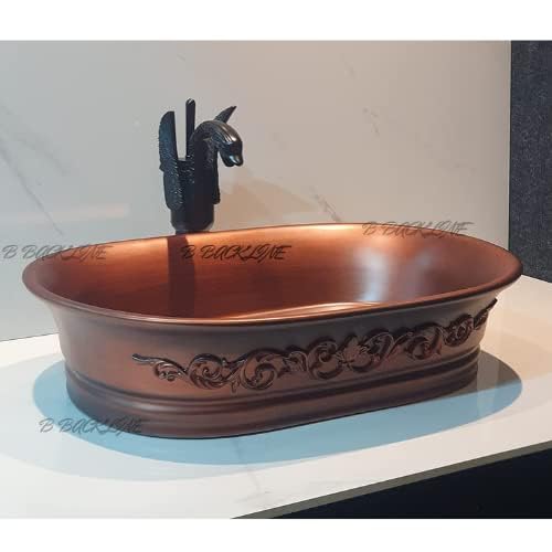 B Backline Ceramic Table Top Wash Basin 21.5 X 14.5 X 5 Inches