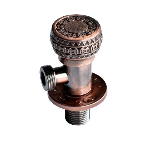 B Backline Brass Angle Valve with Wall Flange for Bathroom/Kitchen Angle Stop Valve Kitchen Jet Spray for Hot & Old Water Flow (Antique Copper)